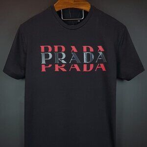 Prada Triple Logo Layered T-shirt - Premium Black Cotton Designer Tee